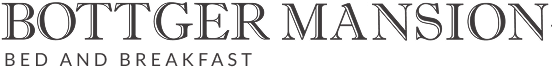 The text "BOTTGER MANSION" appears in large, dark serif font above smaller text reading "BED AND BREAKFAST."