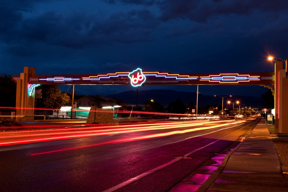 Drive on historic Route 66 as you visit the historic Nob Hill Neighborhood in Albuquerque