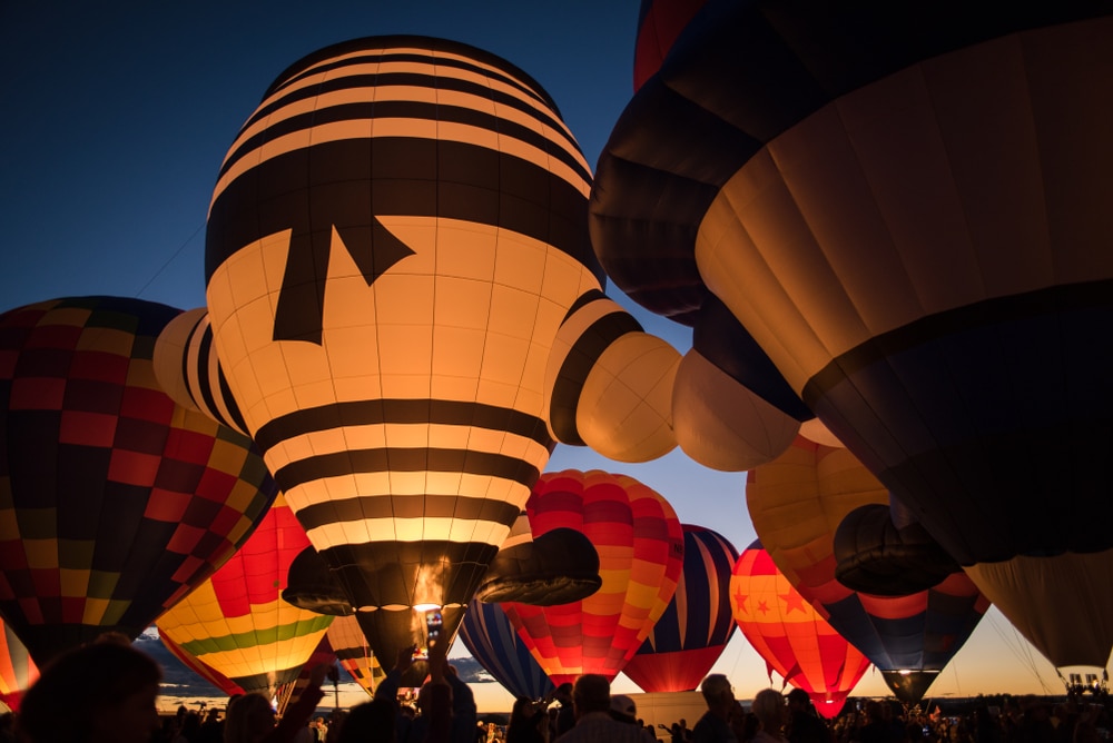 After your hot air balloon rides in Albuquerque, enjoy the stunning night glow at the Albuquerque international balloon fiesta