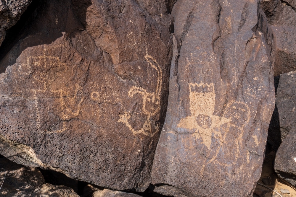 Up close view of the Petroglyphs at Petroglyph National Monument near Albuquerque