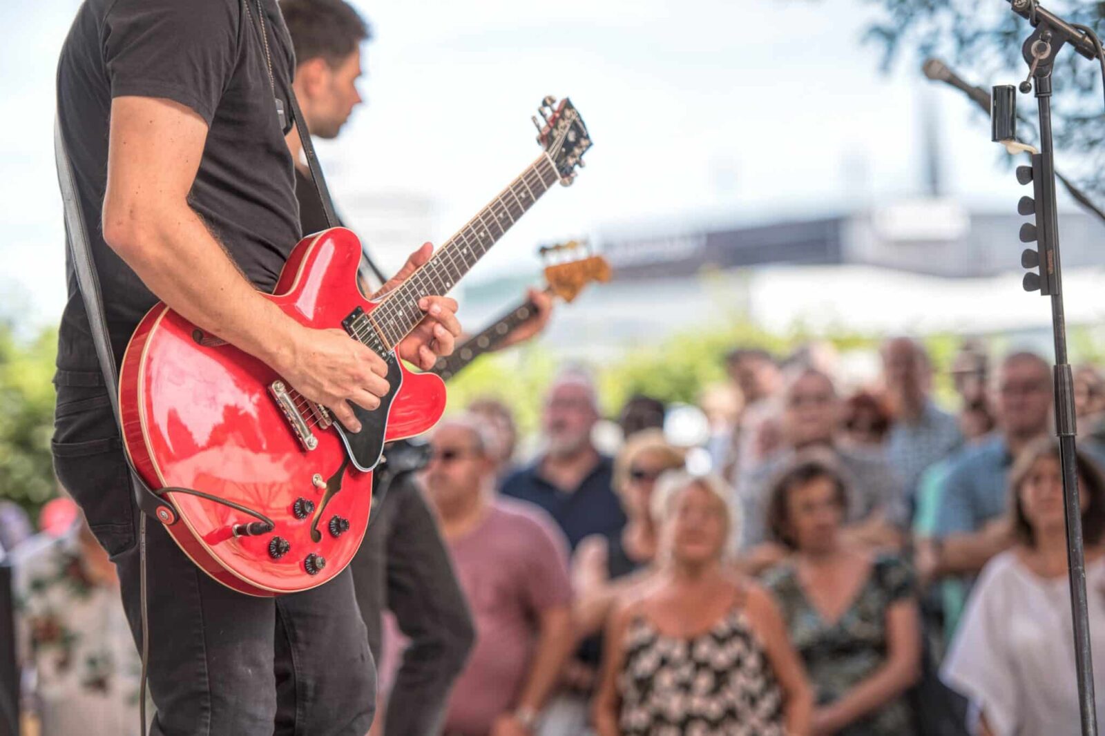 Guitarist during open air concert at the First Financial Amphitheater in ABQ.