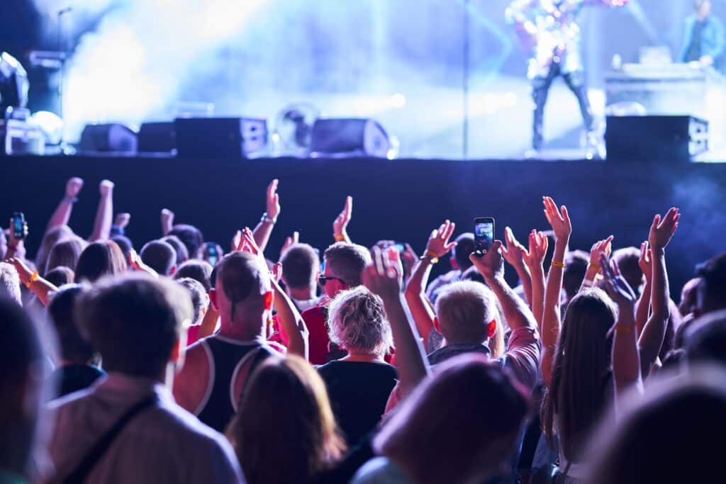 concert goers at First Financial Amphitheater.