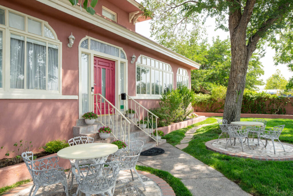 the entrance to our Old Town Bed and Breakfast in Albuquerque, a great place to unwind after walking the Paseo del Bosque Trail